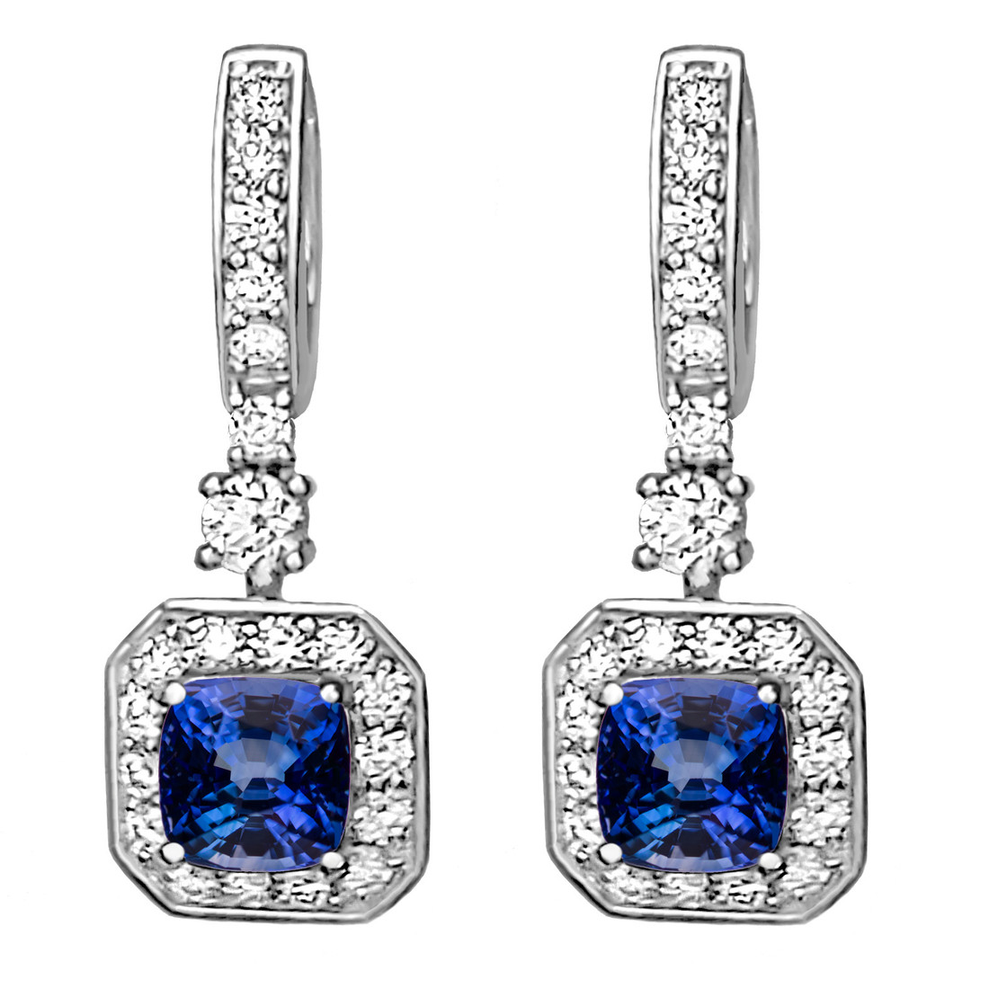 BLUE SAPPHIRE PAVE BAGUETTE DROP EARRINGS – SHAY JEWELRY